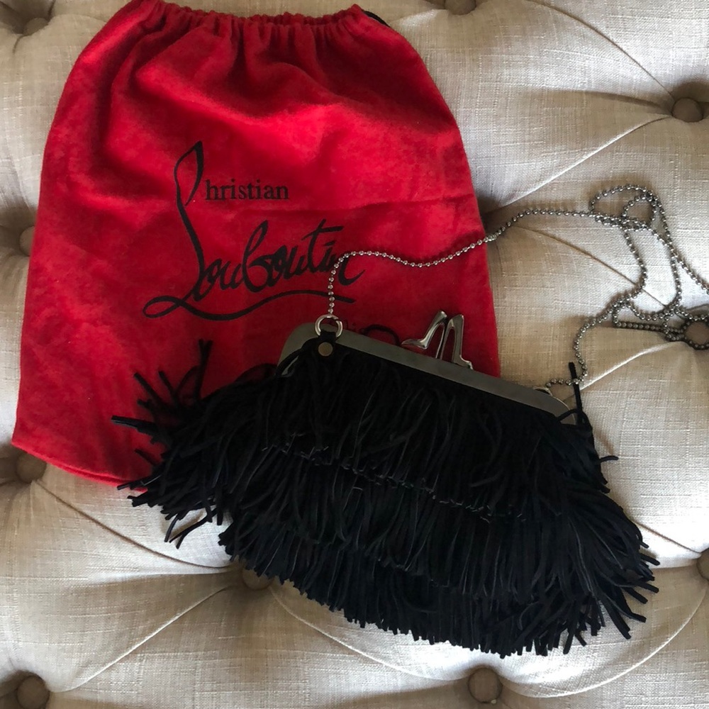 ❗️Christian Louboutin Black Fringe Clutch